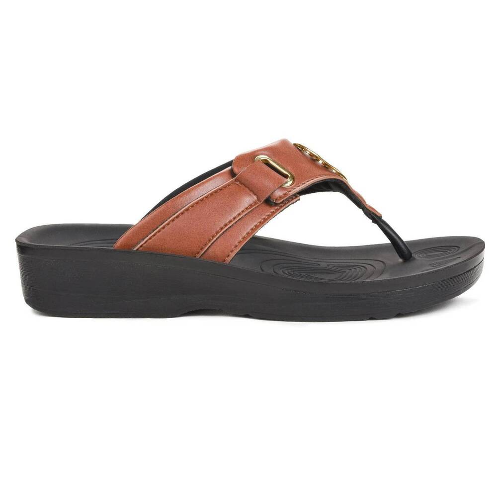 NEW AEROTHOTIC women's hazel thong sandals in tan